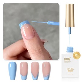 GAOY White Swirl Gel Nail Polish Art Liner, 12ml Classic Colors for Nail Paint Design with Thin Brush DIY French Manicure and Pedicure at Home - Color: Blue