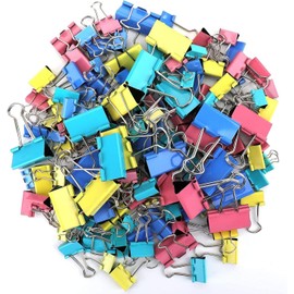 Nicunom 272 Pcs Binder Clips Paper Clamps Assorted 4 Sizes, Assorted Color Paper Binder Clips Metal Fold Back Clips for Office, School and Home Supplies