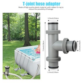 T Joint Pool Hose Connector 1.5"to 1.5",Filter Pump Hose Connector,Pool Hose Adapter for Pool Parts and Accessories (1.5" to 1.5"-3 Heads)