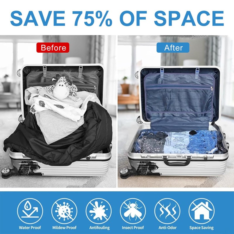 Space Saving Vacuum Storage Bag for Clothes, Travel Vacuum Bag