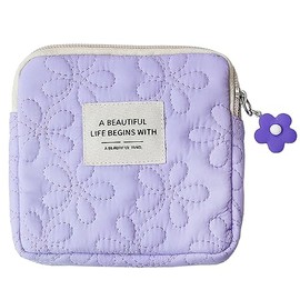 Bolsa de maquillaje pequeña para cartera, bolsa de cosméticos, bolsa impermeable, cartera, bolsa de almacenamiento de lápiz labial de viaje pequeño, bolsa de almacenamiento, Púrpura