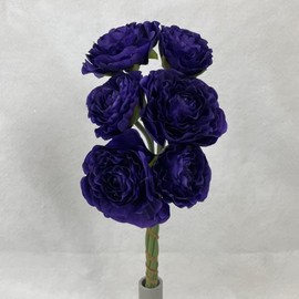 Factory Direct Craft Group of 3 Artificial Spring Purple Ranunculus Silk Flower Bouquets for Arranging, Crafting and Decorating