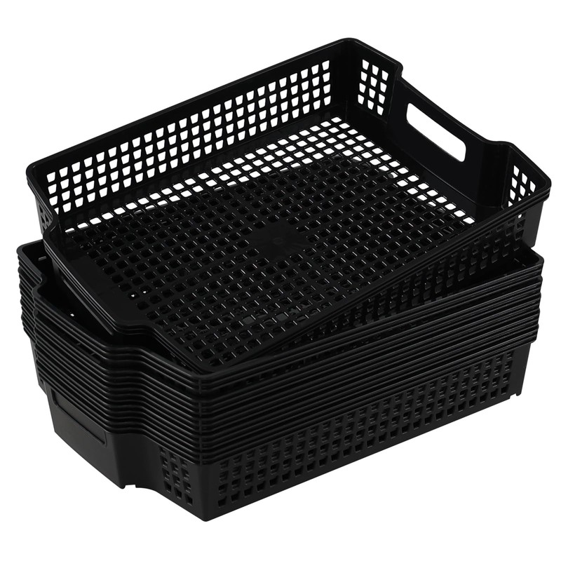 Hayixia 6 Packs Plastic Stacking Storage Baskets, Paper Storage Basket