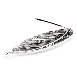 Incense Stick Holder Leaf 9 x 25 cm Long White Metal Extra Wide Holder Stick Holder Incense Sticks
