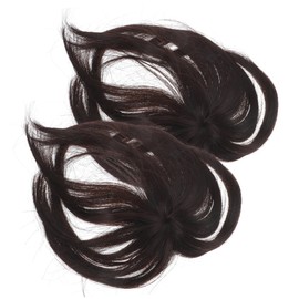 NOLITOY 2 pcs Womens Hairpiece Wiglet Straight Hair Topper for Thinning Hair Comfortable Clip Design Deep Brown Synthetic Accessory Easy to Use for Covering