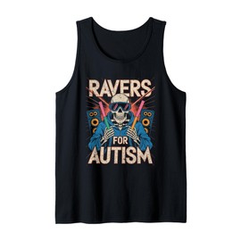 Ravers for Autism Skeleton with Glowsticks EDM Music Tank Top