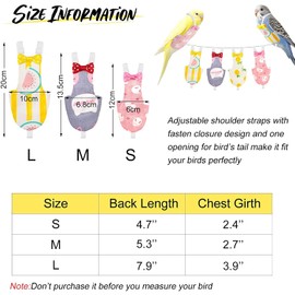 Namvo Pack of 4 Bird Nappies, Flight Suite Liner, Washable, Reusable, Protective Parrot Nappy Clothes with Waterproof Inner Layer Cute