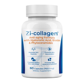 Zi-Collagen Marine Collagen Capsules for Skin, Hair & Nails Support – with Phytoceramides, Hyaluronic Acid, Biotin & Vitamins A C D3 E – 60 Capsules