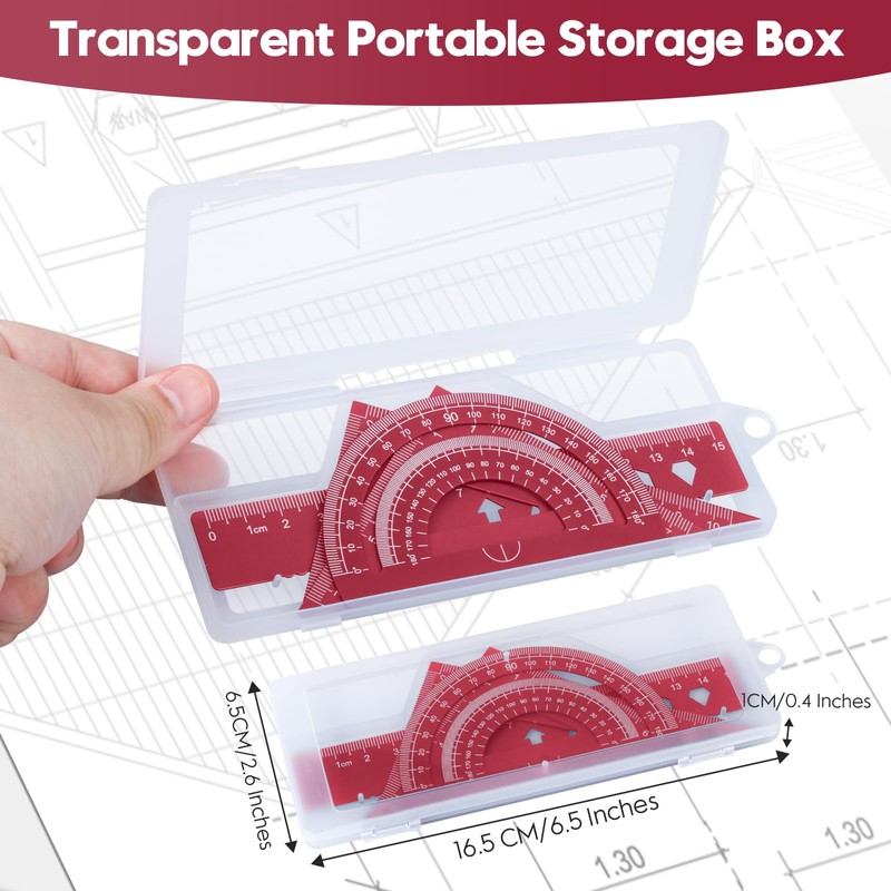MSDADA 8 Pieces Aluminium Alloy Ruler Set Protractor Triangle Mathematics