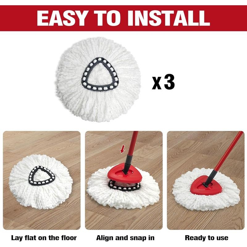 ONLY FIT for 1-TANK System) Mop Replace Head 3 Pack