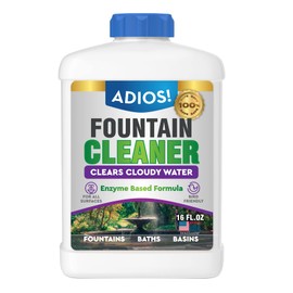 Adios! Fountain Cleaner and Clarifier for Outdoor and Indoor Fountains – Safe for Plastic, Metal, Glass and Stone (16oz)
