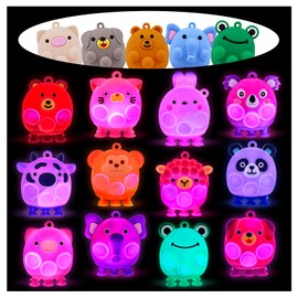 ChildFun Light Up Animal Pop Fidget Toys, 12 PCS Silicone Suction Toys, Glow Party Favors for Kids, Goodie Bags Stuffers, Birthday Gifts, Bulk Toys Prizes, Classroom Prizes