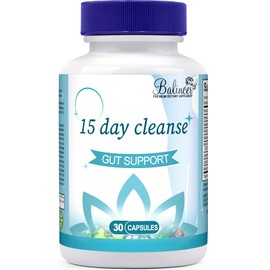 15 Day Cleanse, Gut and Colon Support, Advanced 15 Day Gut Cleanse Detox for Women & Men with Senna, Cascara Sagrada & Psyllium Husk, Non-GMO, 30 Capsules
