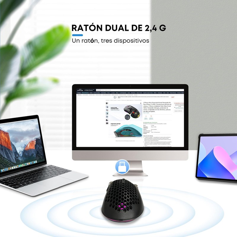 K SNAKE Ratón Ergonómico para Juegos con dpi Ajustable 800/1200/3000,