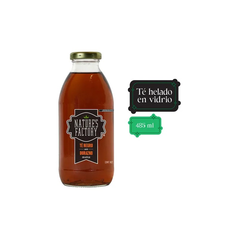 Natures Factory Té Negro Durazno Sin Azúcar | 12 Piezas