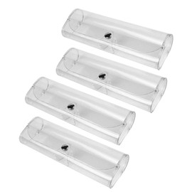 JAVOedge (4 PACK), Clear Color Plastic Transparent Eyeglass Reading Glass Case with Soft Microfiber Cloth