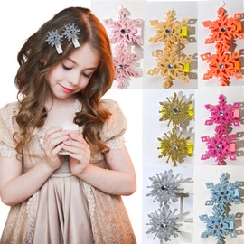 14 Pcs Snowflake Hair Clip Colorful Christmas Hair Accessories for Women Xmas Bow Hair Clip Festive Snowflake Hairpins Holiday Hair Accessory Party Decoration