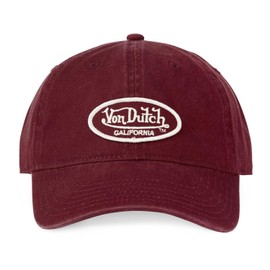 Von Dutch Mens Womens 100% Cotton Dad Cap Logo Adjustable Cap, bordeaux / white