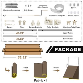 Artpuch Outdoor Roller Shade 8' W x 6' H Fabric Blind Sesame Cordless Roll Up Shade, Wand Operation Exterior Roller Shade Cloth for Patio Porch Gazebo, 2 Poles and 1 Piece Fabric