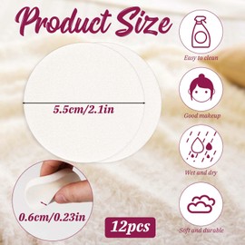 12 Pcs Round Makeup Sponges for Foundation Facial Powders Puff Powders Blender for Liquid Foundation Cream Powdes Concealer Cosmetic Sponge Round Foam Pad - Wet Dry Use