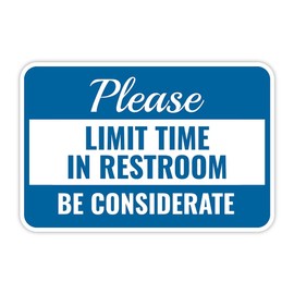 Classic Framed Plus Please Limit Time In Restroom – Be Considerate Door or Wall Sign | Bathroom Signs - Large