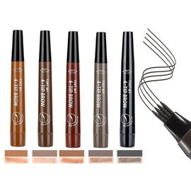 GECOMO New Feeling Eyebrow Natural Thin Smooth Brush Brush Retention Color Won't Fall Crisp Vibrant Fork Brush Liquid Eyebrow,4 Tip Eyebrow,4 Tipped Precise Brow Pen, Tiny My 4 Tip Brow (04# Gray)