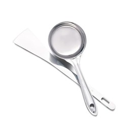 Yuktha Eternals Stainless Steel Dosa Making Spoon/Ladle Set, 2 Pcs (1 Turner, 1 Short Pour Ladle with Flat Base)