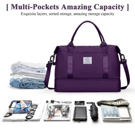 Travel Duffel Bag with Shoes Compartment, Weekender Overnight Bag for Women,Carry on Personal Item Bag,Gym Bag