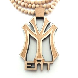 Unbranded Wooden Young Money Pendant Piece 36" Chain Necklace Good Wood Style Lil Wayne - NATURAL