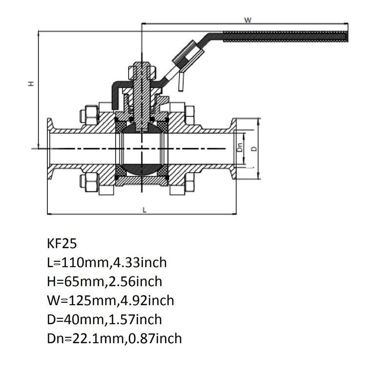 QiiMii Stainless Steel 304 Vacuum Ball Valve Clamp Valve with