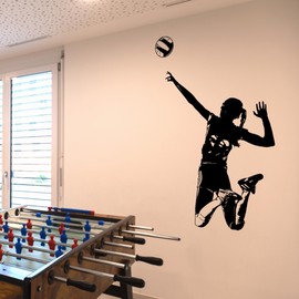 Volleyball Wall Decal Sticker. Girl's Volleyball Decor. Girl's Bedroom Volleyball Decor. Sports Theme Wall Decor. (Black Vinyl Color) #6711