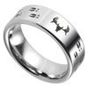(8mm) Unisex or Men's Hunting/Deer Crossing Wedding Ring Band. Silver