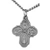 Jeweled Cross Small Pewter Four-Way Medal with 18" Chain
