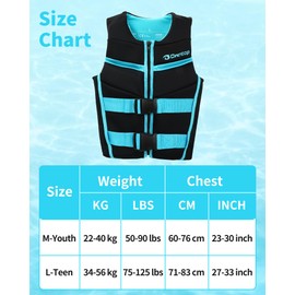 Owntop Buoyancy Aid Teens Kids, Adjustable Swim Vest Unisex, Buoyancy Vest with Safety Buckles for Paddleboarding Kayaking Fishing Sailing - Black M