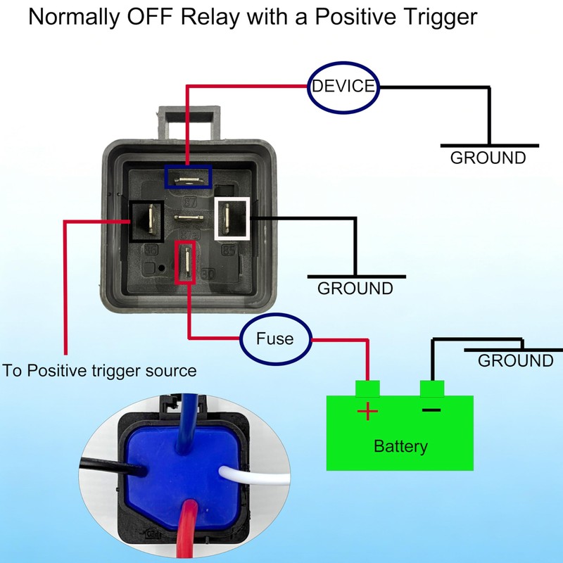 JD2912 Car Waterproof Heavy-Duty Relay Harness, 40AMP 12V DC Waterproof