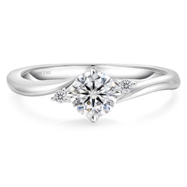 [KRKC] Proposal Ring, Moissanite Ring, Engagement Ring, Engagement Ring, 0.3 ct/0.5 ct, S925 Sterling Silver, Diamond Ring, Single Grain Artificial Diamond, Women's Loquat, Fashion Ring, White Gold