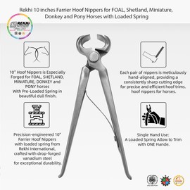 Rekhi 10 inches Farrier Hoof Nippers for FOAL, Shetland, Miniature, Donkey and Pony Horses with Loaded Spring, Horse nippers for Horses hoof Trimming