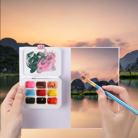 Mini Portable Watercolor Tins Removable Cleaning Empty Palette with Magnetic Openings Shifting Mixing Palette Box for Painting, Travel Acrylic Paint Container for Adults, Beginner, Artists, 9 Colors