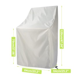 Pektiftn Stackable Patio Chair Covers, 210D Waterproof Outdoor Chair Covers, Fits 4-6 Stacking Chairs (Beige, 25"L x 25"W x 47”H)