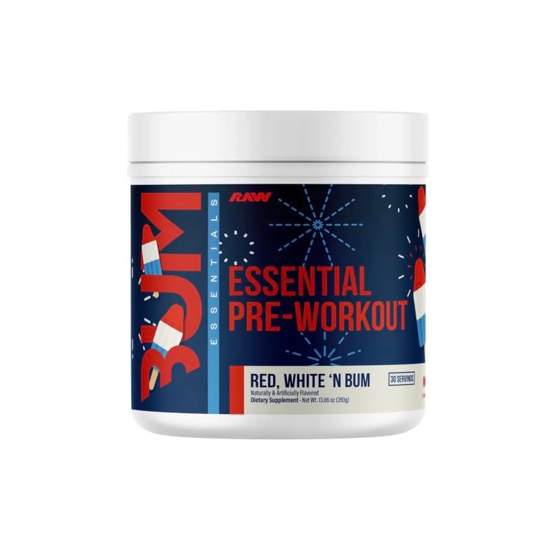 Raw Essential Pre-workout Powder (RED,WHIT N BUM)