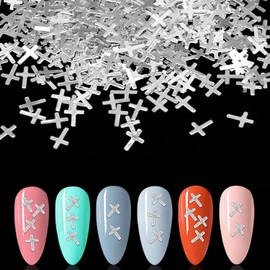 WOKOTO 500pcs Silver Cross Nail Charms For Acrylic Nails 3d Cross Charms For Nail Art Jewelrys Metal Nail 3d Charms For Nails Designs Nail Cross For Gel Nails Women Nail Decorations Flakes