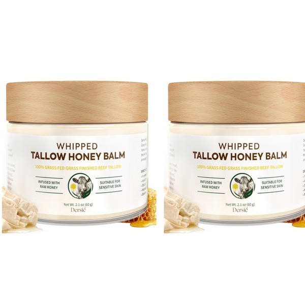 Dersie (Pack of 2) Tallow and Honey Balm: 100% Grass-Fed