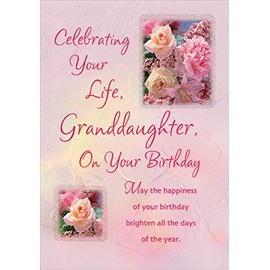 Designer Greetings Celebrating Your Life Pink Flowers Birthday Card for Granddaughter