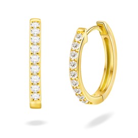 14K Gold Plated Hoop Earrings For Women, Cubic Zirconia Small Hoop Earrings Hypoallergenic Men Huggies Earring