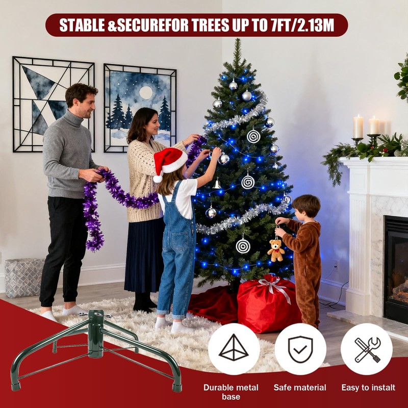 Christmas Tree Stand for Artificial Trees, Folding Metal Tree Base