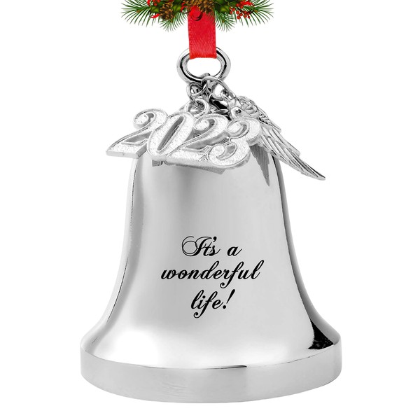 JUPPE 2023 Silver Engraved It's A Wonderful Life Christmas Bell