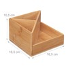Relaxdays Bamboo Pen Holder, Desk Organiser, Office, 3 Compartments, H