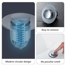 Pop up Sink Drain Strainer: Universal Bathroom Sink Stopper - Plastic Pop up Bathtub Drain Strainer Anti Clogging for Kitchen Washbasin Silver