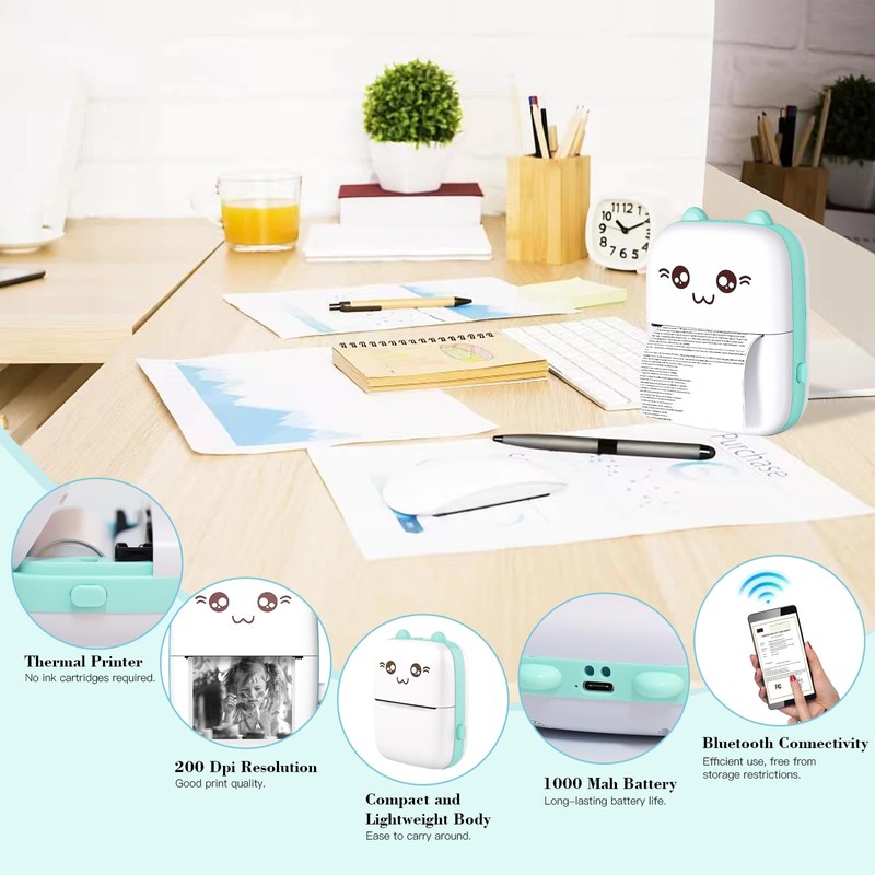 Gabrella Mini Thermal Printer, C9 Bluetooth Labler Maker, Portable Label