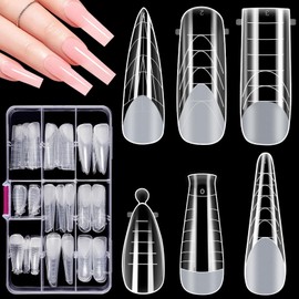 MELLIEX 144-Piece Dual Nail Forms Set, 6 Styles Acrylic Nail Extension Extension Nail Gel Shapes Nail Shape Set Complete for Polygel Nail Tool